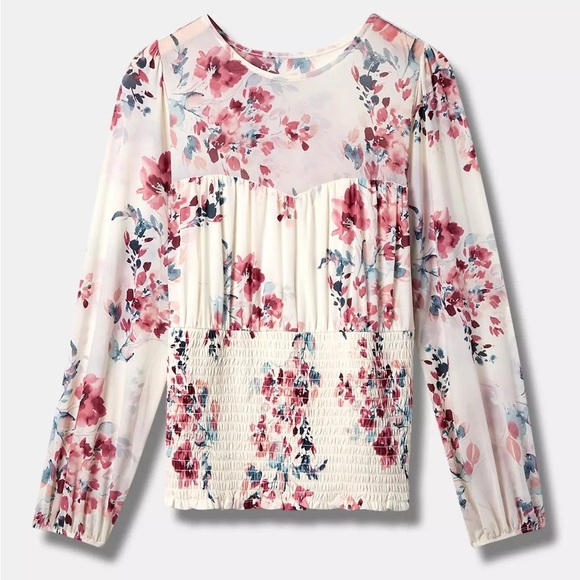 Torrid plus size 2X Romantic sweetheart mesh Floral Long Sleeve Top Coquette - Picture 1 of 9